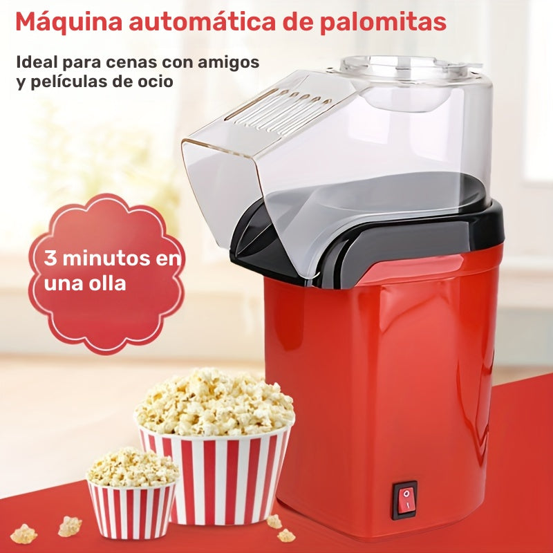 Hacedor de Palomitas de Maíz Portátil Pequeño - Sabor Casero, 110V Eléctrico, Diseño Rojo y Negro con Ventana de Visión Clara, Perfecto para Noches de Cine en Casa y Bocadillos de Vacaciones, Merienda de Noche de Cine, Diseño Clásico Rojo, Cámara de Cocc