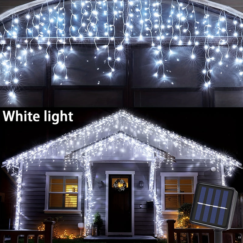 Luces de Hadas Solares en Forma de Copo de Nieve 4m/157.48in, Luces de Cadena con 8 Modos para Decoración de Aleras Exteriores, Árboles Navideños y Fiestas, Halloween y Navidad, Paquete de 1
