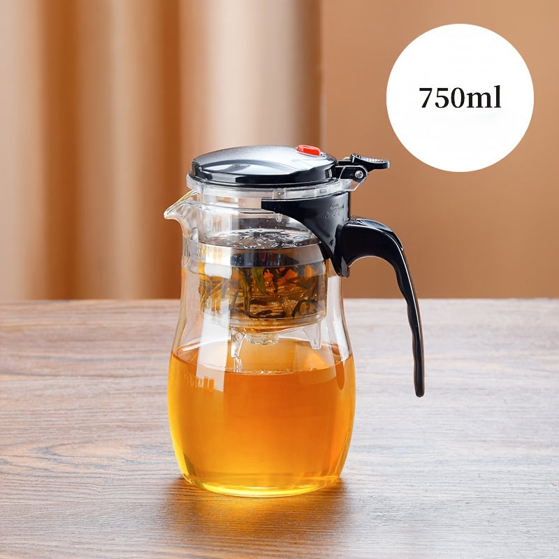Infusor de Té Elegante con Separación de Un Clic para Uso en Casa, Tetera de Vidrio y Vaso para Preparar Tés