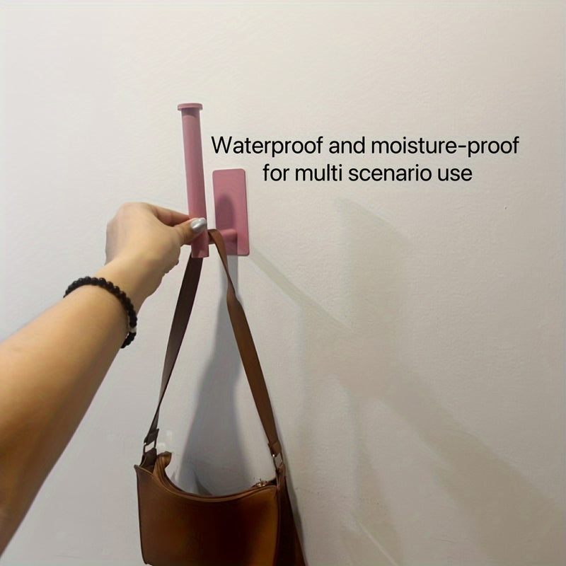 Soporte para papel higiénico de acero inoxidable rosa, fácil instalación, adhesivo, sin necesidad de taladrar, diseño de base cuadrada para dispensador de papel de baño