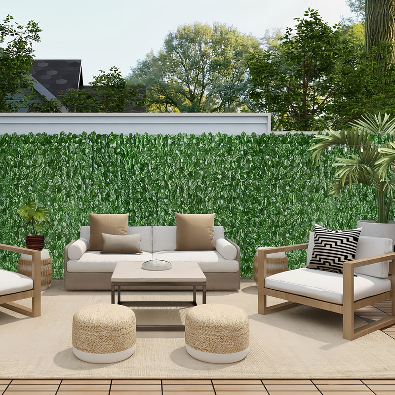 6-Pack Valla de Hiedra Artificial 304.8×50.8 cm Resistente a los UV, Decoración para Patio/Balcón o Pared Interior con Apariencia Natural + Material Plástico Duradero y Protección Solar al Aire Libre
