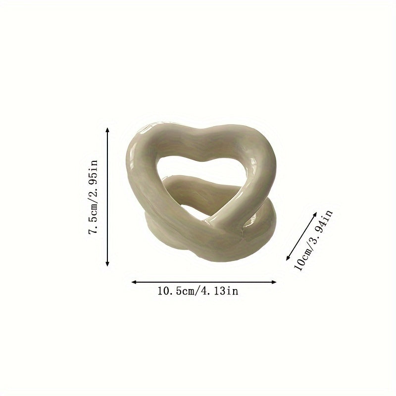 1pc Elegante Soporte para Cepillos de Dientes de Cerámica en Forma de Corazón - Elegante Negro y Blanco, Diseño Independiente para Almacenamiento en el Tocador de Baño de Parejas, Perfecto para Cepillos de Dientes y Pequeños Accesorios