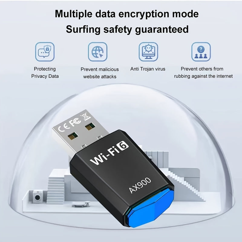 Adaptador Mini USB WiFi6 AX900 MCPIWOHY, Plug and Play, Banda Dual 2.4/5G, Sin Controladores, Compatible con SmartThings, Transmisor Receptor de Red de Alta Velocidad