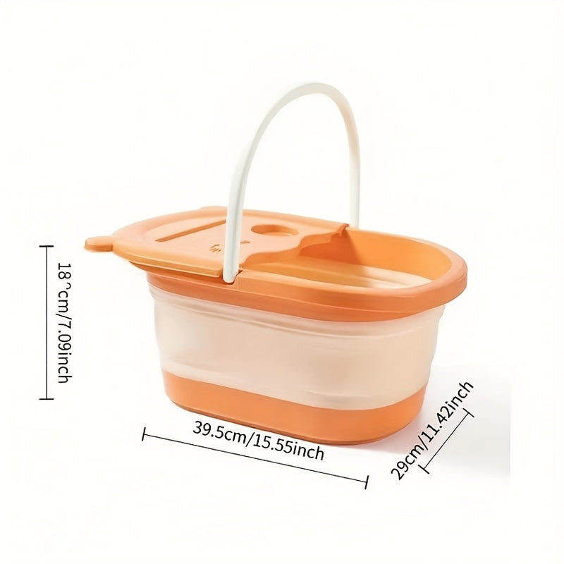 1 pieza de bañera de pies plegable con masajeador incorporado - Gran piscina de relajación para sumergir los pies, no necesita electricidad, diseño portátil para uso en el baño del hogar y en el spa, almacenamiento compacto con tapa acolchada suave, perf