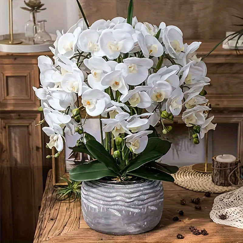 5 Piezas de Orquídeas Mariposa Blancas Elegantes Artificiales - Ideales para Hogar, Oficina, Bodas y Hoteles - Decoración para San Valentín, Día de la Madre y Aniversarios - Sin Contenedor Incluido - Decoración de Verano - Material Plástico - Para Mesas