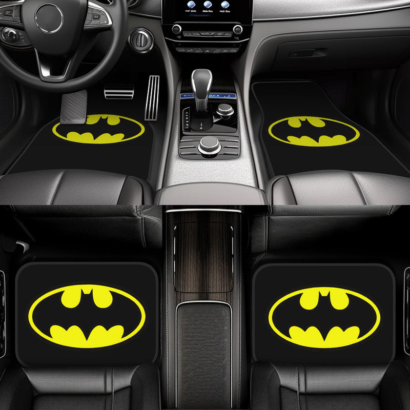 4 piezas de tapetes para auto de DC Batman de Warner Bros. - Antideslizantes, ajuste flexible para sedanes, camionetas, SUVs y vans - Protección interior elegante y mayor comodidad al conducir, diseño divertido, superficie antideslizante, vehículos famil