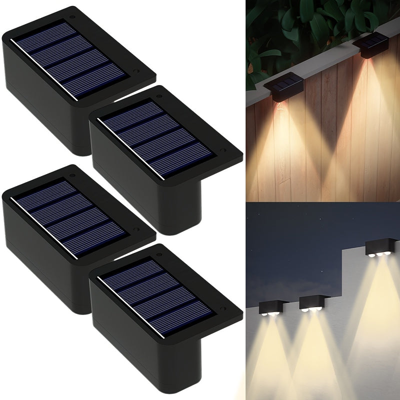 4/8pcs Luces Solares para Escalones con 3 LED - Encendido/Apagado Automático y Modos de Doble Deteción, Iluminación de Pared Eficiente en Energía con Acentos de Cristal, Seguras para Personas Mayores, Ideales para Piscinas, Airbnb y Entradas (Incluye Her