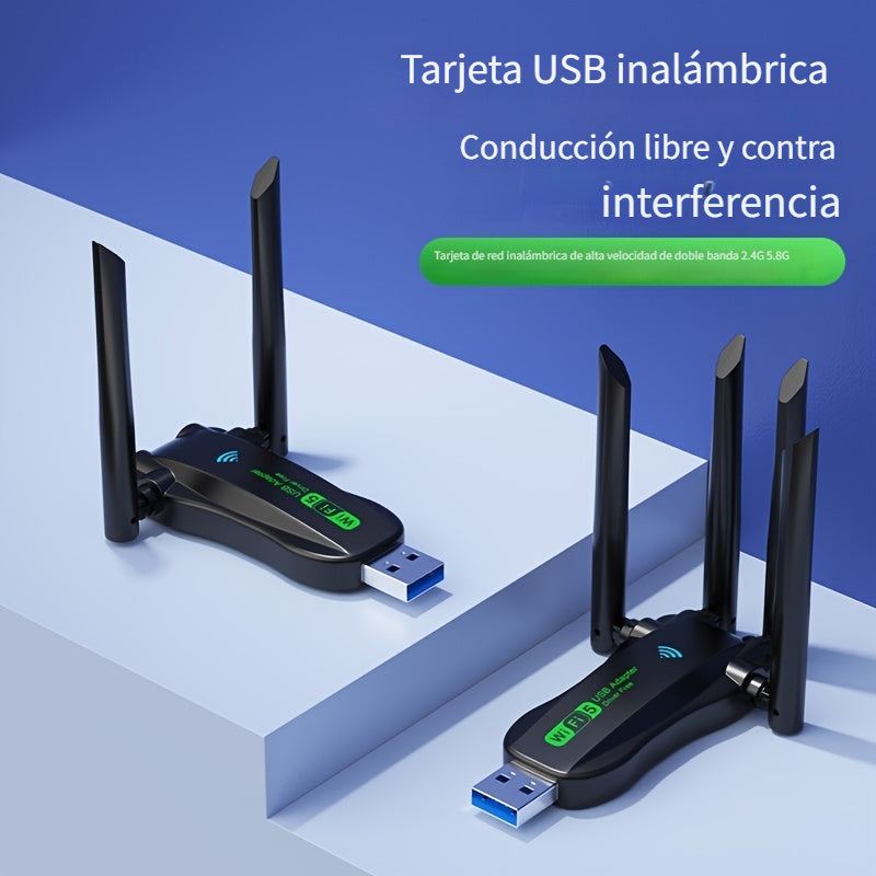 Adaptador WiFi USB Dual-Band 5.8G/2.4G VSZAPOWER - Plug & Play, sin necesidad de controlador, conectividad inalámbrica de alta velocidad, señal estable, diseño compacto para uso en hogar y oficina, adaptador WiFi para PC, conectividad versátil, cuerpo de