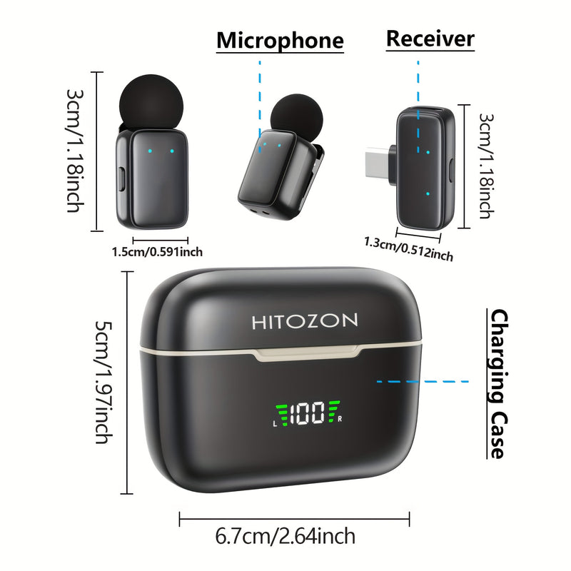 Micrófono inalámbrico mini de clip con estuche de carga - Micrófono lavalier portátil para vlogging, streaming, podcasts y reuniones