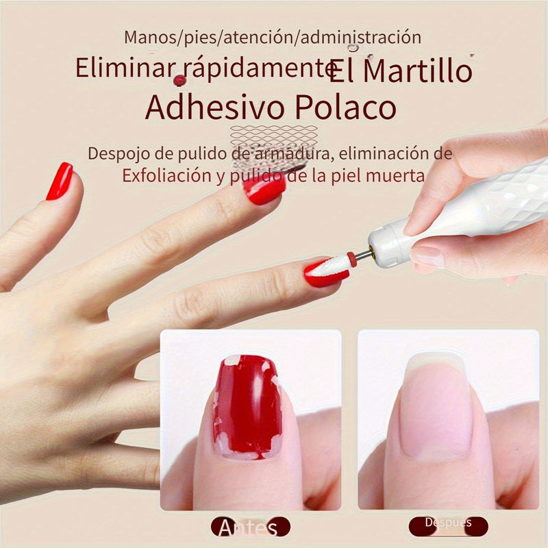 Juego de limas de uñas con carga USB y base, incluye 13 cabezales de pulido, herramienta portátil de manicura y pedicura eléctrica, batería de litio duradera y sin olor, incluye lima de uñas y empujador, esencial para el salón de belleza en casa, regalo