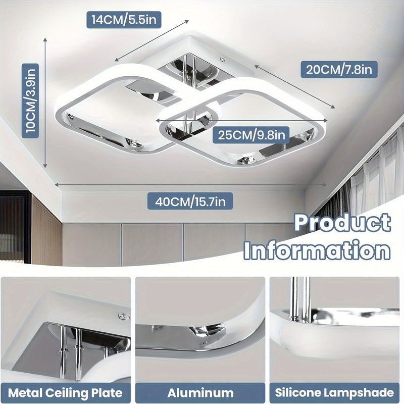 1 pieza de Luz de Techo LED Moderna - Metálica, Montaje Semi-Bajante, Aparato Desmontable, Incluye Herrajes de Instalación, No Requiere Batería, con Bombilla, 85V-265V, para Sala de Estar, Dormitorio, Isla de Cocina, Baño, Restaurantes, Cafeterías, Hotel
