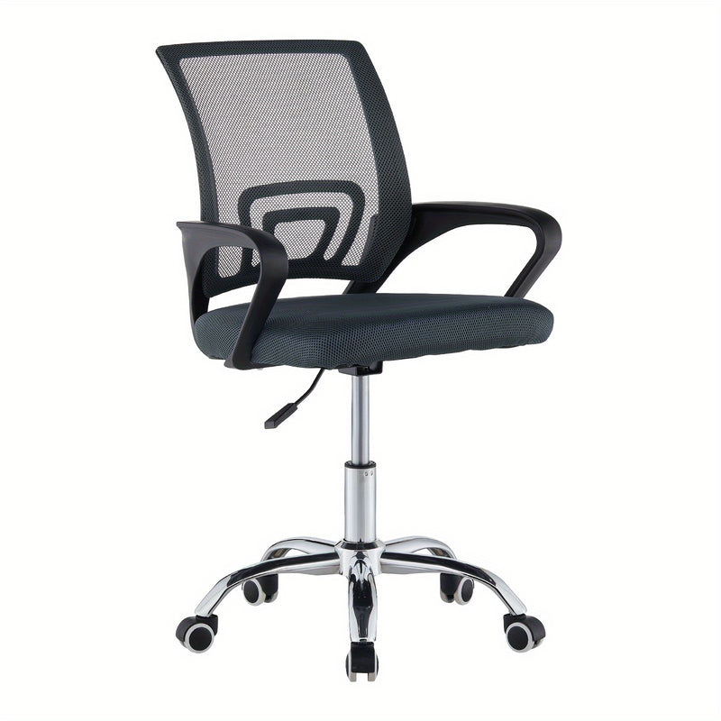 Una silla de oficina práctica, duradera y ergonómicamente diseñada con altura ajustable, respaldo de malla transpirable, soporte lumbar, estructura metálica resistente, ideal para hogares y compatibles con pisos duros