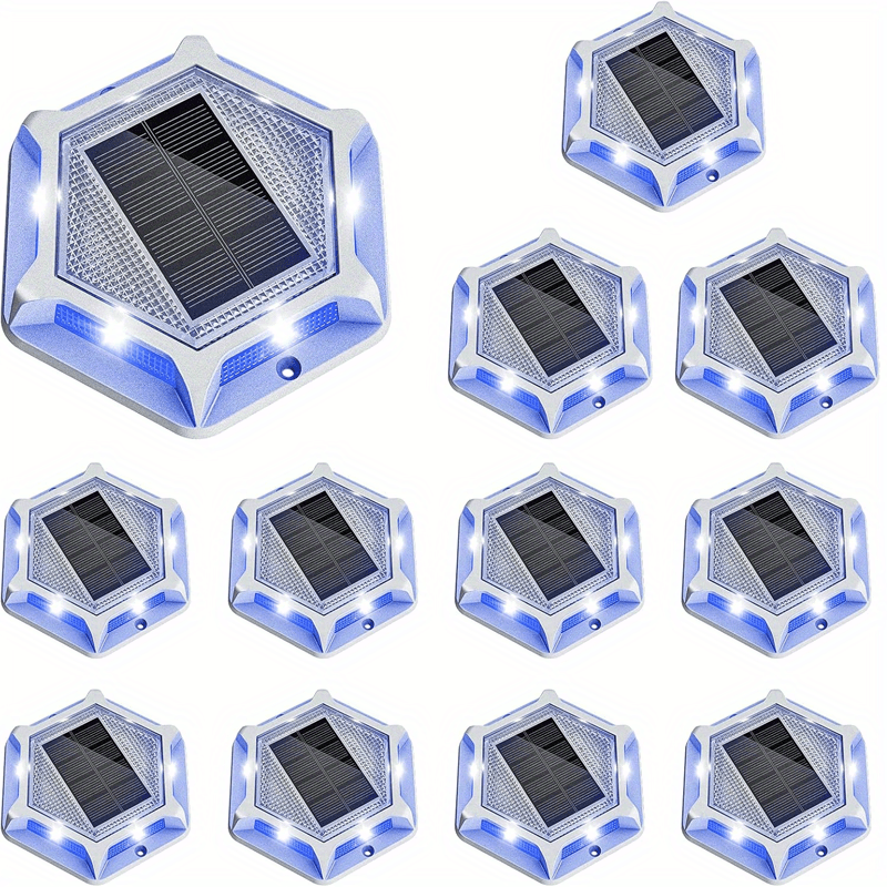 4/6pcs Luces Solares LED para Terraza, Luces de Muelle Solar, Aluminio Fundido, Luces Solares para Entrada, Camino Jardín y Pasillo Exterior con 2 Modos (Blanco + Luz Cálida)