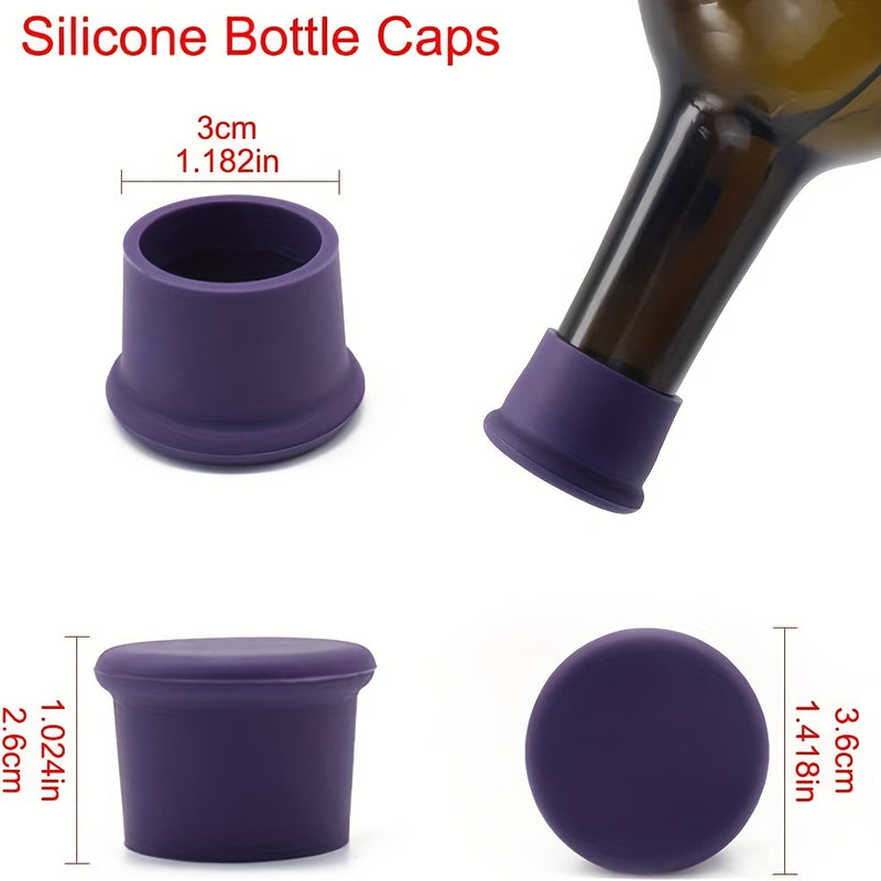 Tapón de Vino de Silicona Reutilizable, Corcho Reemplazable, Sellador de Botellas de Vino, Tapas de Botellas de Cerveza, Conservadores de Vino, Regalos de Vino, Fácil de Limpiar, Tapón de Botella de Vino Sin Fugas, Sello Retenedor de Tapas de Botellas de