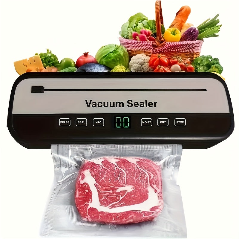 Máquina de sellado multifuncional para el hogar, sellador de alimentos negro simple y elegante, sella alimentos secos y húmedos, polvo de condimento, adecuado para varios escenarios, pequeño regalo de cocina.