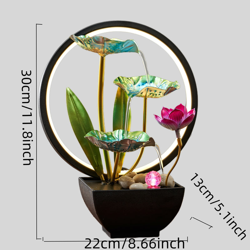 Fuente de escritorio decorativa con alimentación USB metálica, fuente de agua de inspiración zen con sonido relajante, fuente de interior para decoración del hogar.