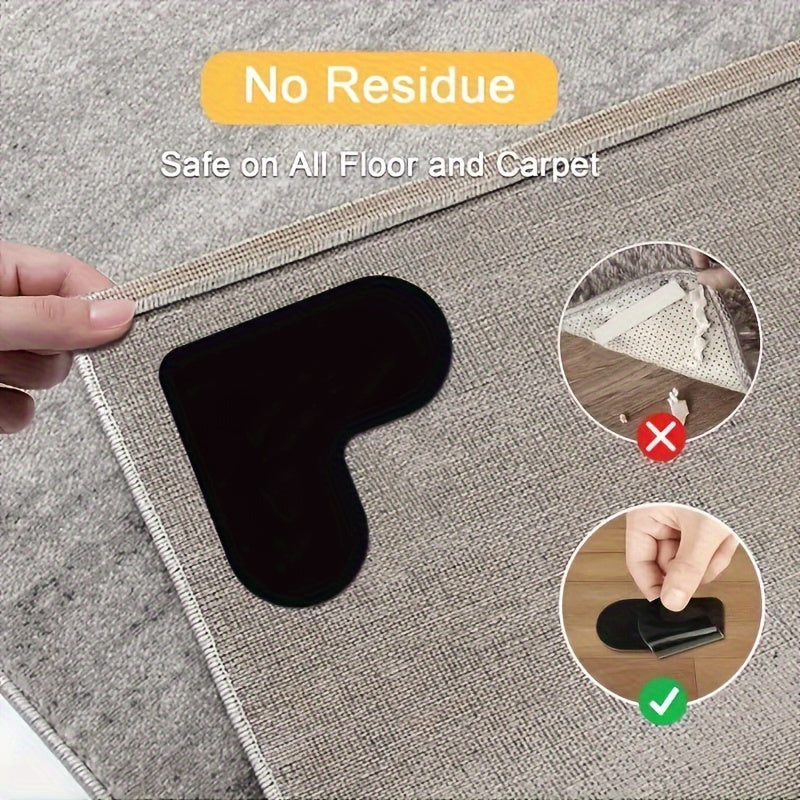 4pcs Sujeta Alfombras Premium Antideslizantes - Ideales para Salones, Comedores y Baños - Evita Resbalones en Azulejos y Madera