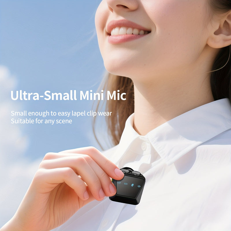 Microfono de Solapa sin varillas Plug-and-Play con Conexión USB-C - Batería Recargable, Grabación con un Solo Clic, Ideal para Videografía y Transmisiones en Vivo, Micrófono sin varillas para Cantar