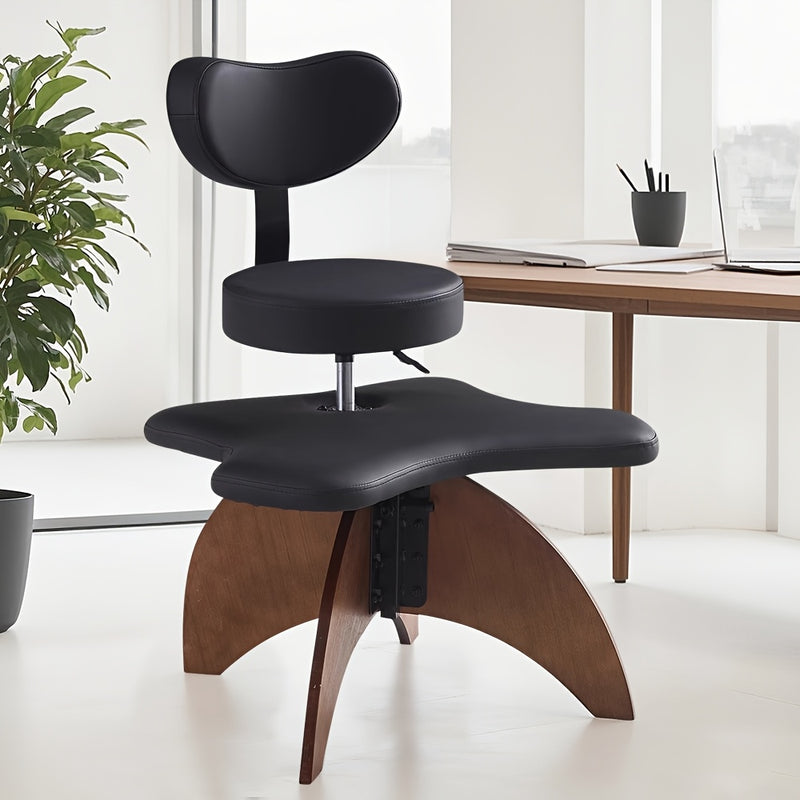Silla de meditación ajustable de 1 pieza con piernas cruzadas - Silla de oficina ergonómica con cojín de esponja, marco de metal, negro/blanco - Soporte de postura para el hogar y el espacio de trabajo remoto, silla para escritorio