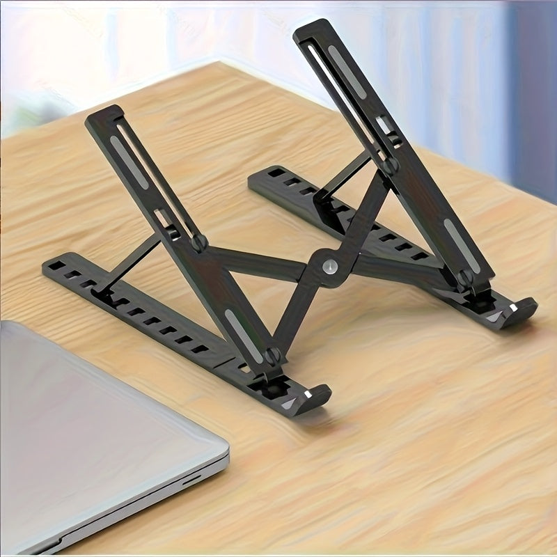 1 Soporte Portátil Plegable para Laptop - Base de Enfriamiento Ajustable en 10 Niveles, Diseño Ahorrador de Espacio Compatible con Todos los Computadores, Blanco, Estructura Resistente, Material Plástico