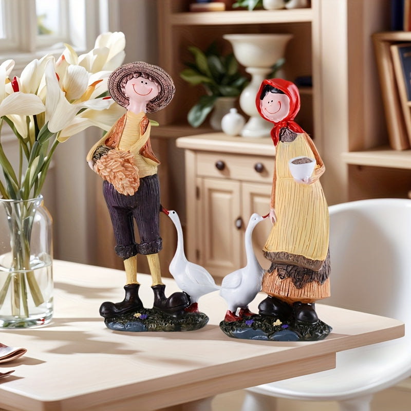 Decoración de Hogar Artesanal en Resina para el Día de San Valentín, Temporada de Graduación y Fiesta del Mes de Junio - Exhibición Creativa de Pareja Campestre