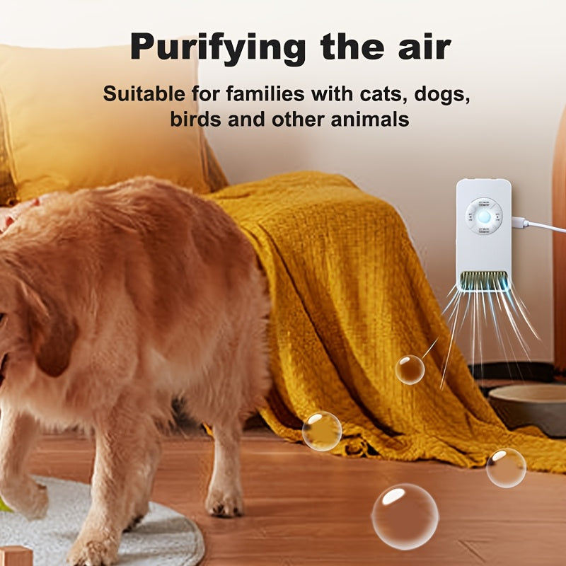 Purificador de aire mini para mascotas, eliminador de olores portátil con alimentación USB, material de plástico, ideal para caja de arena de gato y caseta de perro, bajo voltaje, FreshBreeze