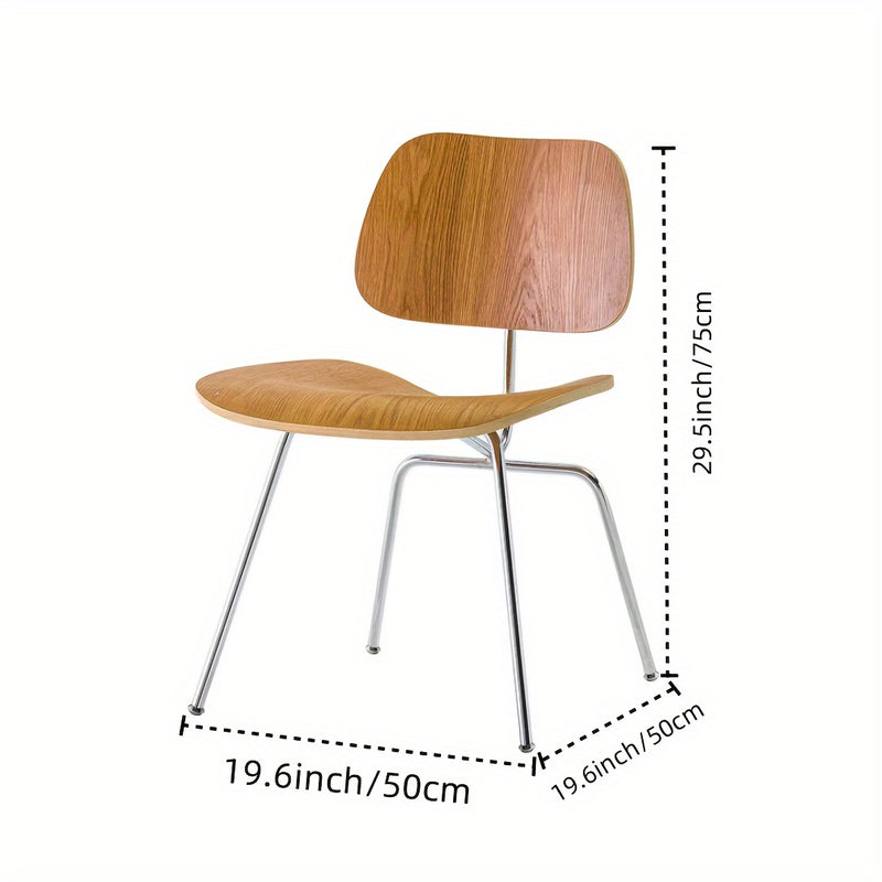 Silla De Comedor De Estilo Europeo En Madera Maciza Y Acero Inoxidable, Sin Brazos, Madera Dura, Fibra De Alta Densidad, Limpieza Localizada, Apta Para Alfombras, Confort Elegante Para El Espacio De Comedor (Bolsa Individual)