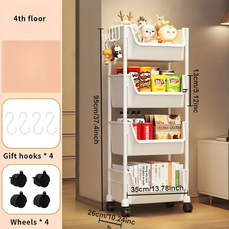 Carrito de Almacenamiento Versátil de Múltiples Capas para SPA - Libre de PABA, No Eléctrico con Ruedas para Movilidad Fácil - Perfecto para la Organización de Salón, Dormitorio y Residencia Universitaria