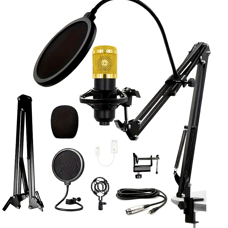 Micrófono profesional capacitivo de estudio, calidad de grabación para cantar y podcast, tecnología de audio de alta definición, ideal para juegos, canto y podcasting