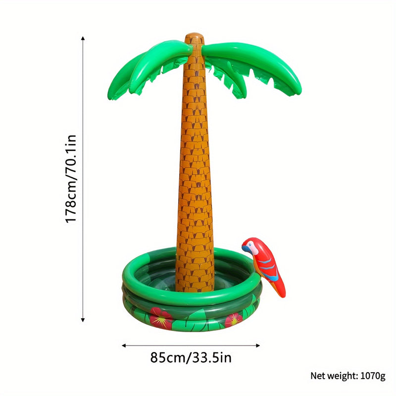 1 palmera inflable con temática hawaiana para enfriar bebidas, decoración tropical para fiestas con loro, accesorio festivo para el hogar, sin necesidad de energía