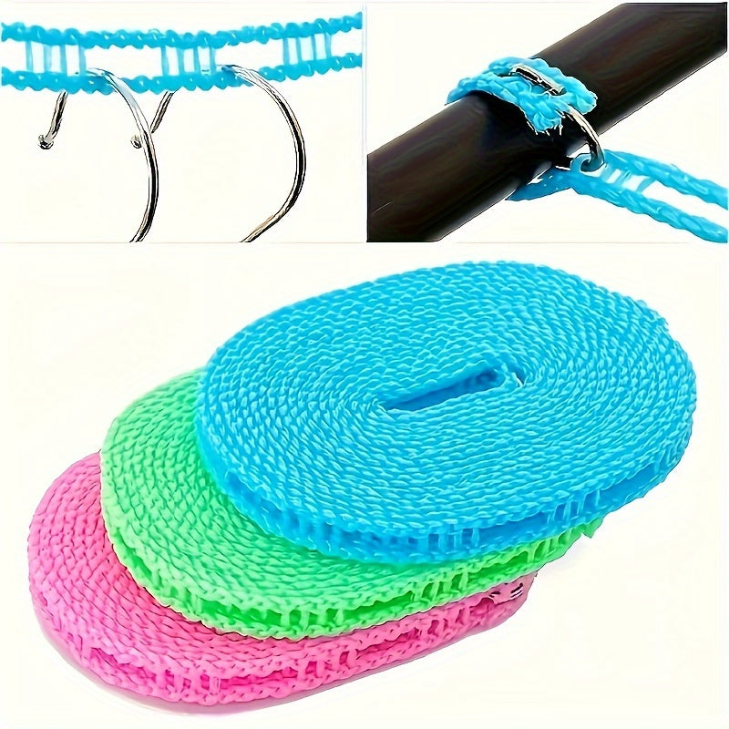 Cuerda de Ropa de Nylon Resistente - 9.8ft Portátil, Antideslizante y a Prueba de Viento para Secado Interior/Exterior, Perfecta para Camping y Dormitorios, Cuerdas de Ropa