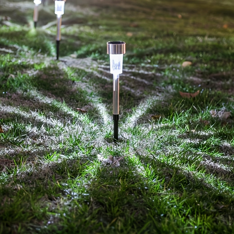 10 luces solares LED para jardín, iluminación exterior de acero inoxidable, para caminos, patios, villas, césped, pasillos, terrazas y entradas, con sensor de luz, montaje semiempotrado, batería de níquel, diseño ahorrador de energía, fácil instalación,