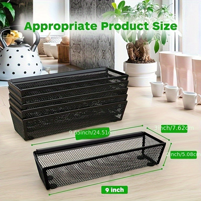 Organizador de Cajón de Cocina Expandible de 6 Piezas para Cubiertos y Cubertería - Metal Duradero, Diseño Ligero con Brazos Entrelazados para Almacenamiento Fácil (9.6x3x2 pulgadas)