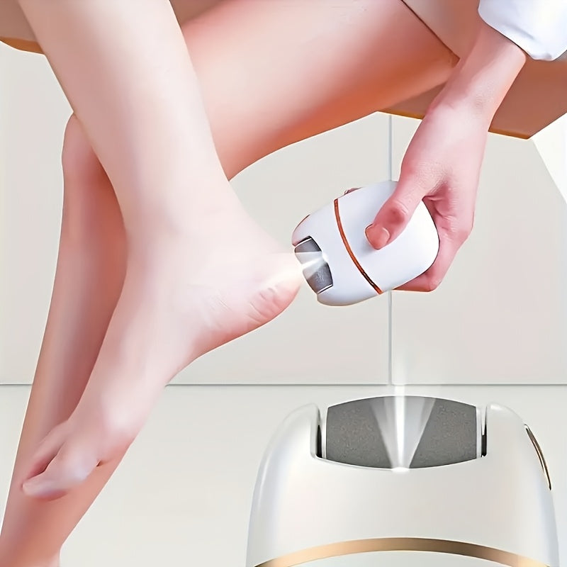 Exfoliador eléctrico recargable para pies con 3 cabezales intercambiables, exfoliación de piel gruesa, carga USB, portátil y fácil de usar para cuidado de piel agrietada y seca, cortador de callos para pies suaves