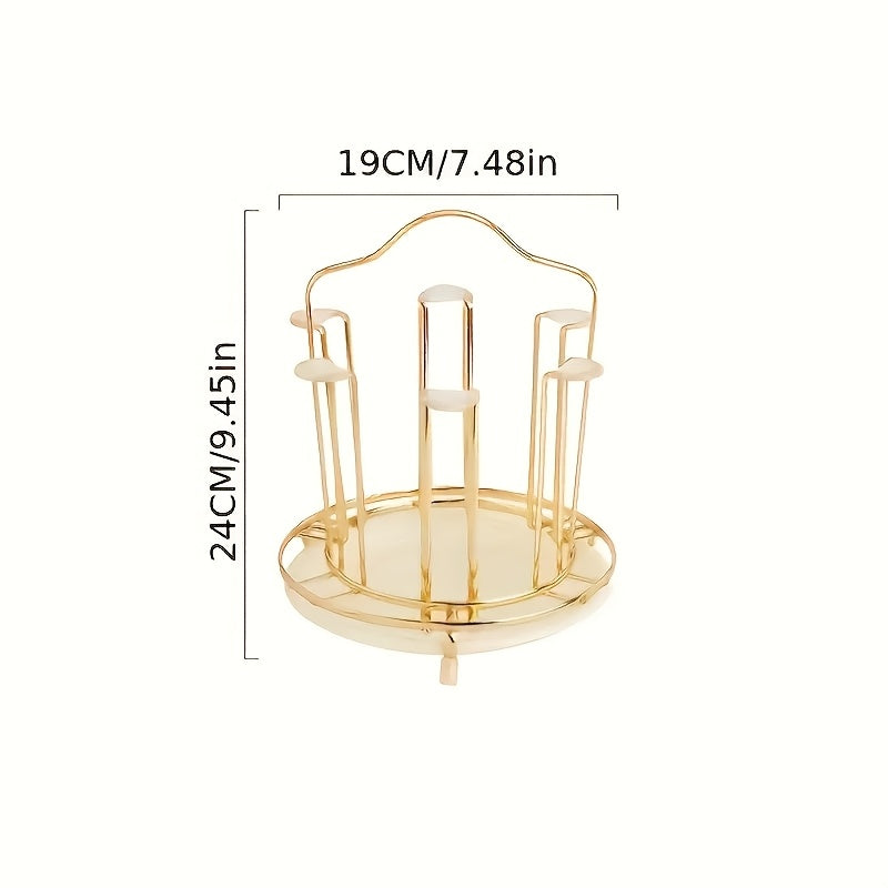 1 pieza, soporte de taza en forma de tambor europeo elegante - soporte de drenaje multifuncional de hierro dorado para almacenamiento de vasos y tazas de cocina, organizador de cocina | soporte de taza elegante | construcción de hierro