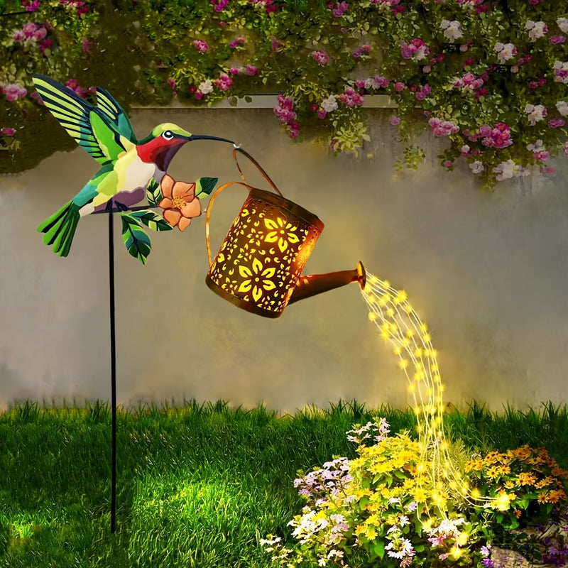 Luces solares para colgar al aire libre, faroles de colibríes para exteriores, nuevas luces de riego, sombras hermosas, guirnaldas espectaculares, regalos para hombres y mujeres, césped, escritorio, camino, paisaje, decoración de jardín