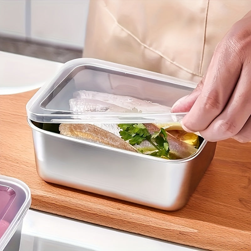 Juego de 8 Contenedores para Almacenamiento de Alimentos de Acero Inoxidable con Tapas - A prueba de Fugas, Reutilizables, Versátiles, Lavables a Mano - Ideales para la Preparación de Comidas, Picnic y Contacto Seguro con los Alimentos