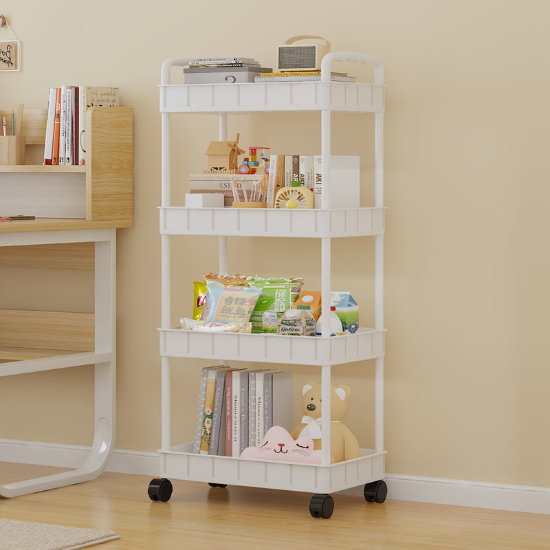 Carrito de Almacenamiento Plástico con Ruedas y 3 Niveles - Organizador Multifuncional para Cocina, Sala de Estar, Oficina y Baño - Diseño de Estructura Metálica Negra, Carrito de Almacenamiento para Cocina, Expositores Utilitarios