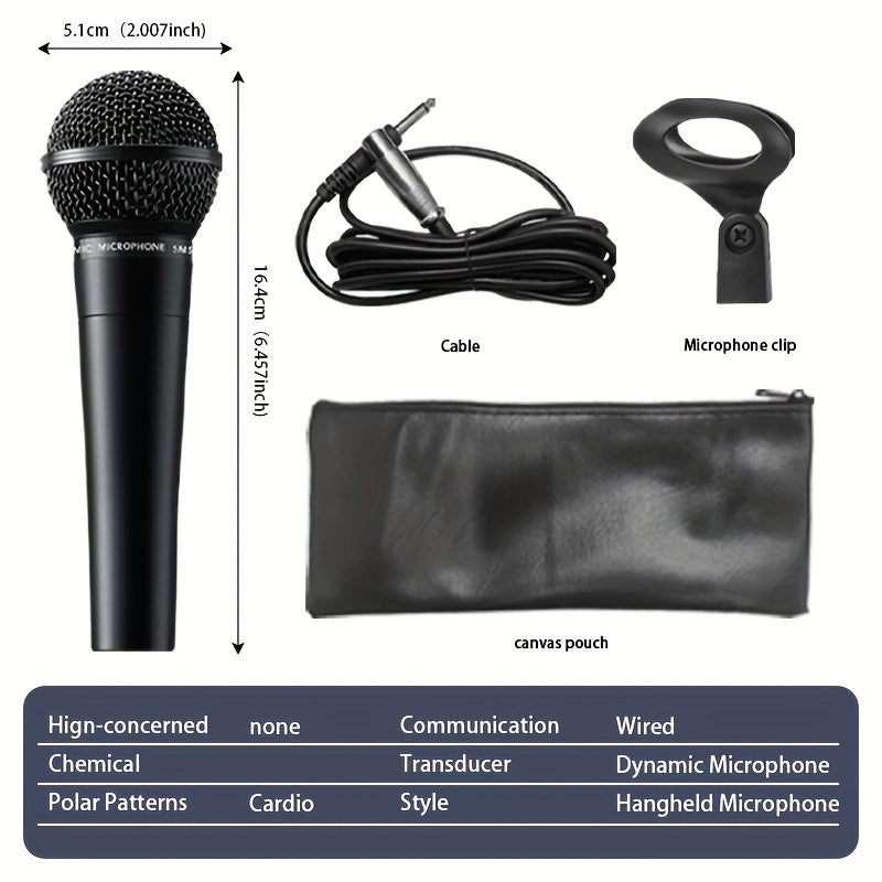 Micrófono Profesional de Alta Resistencia con Malla Metálica - Ideal para Actuaciones en Vivo, Grabación en Estudio, Podcasts y Streaming - Compatible con Karaoke, Mezcladores e Interfaces de Audio - Sin Necesidad de Batería/Energía, Conector 6.35mm, Dis