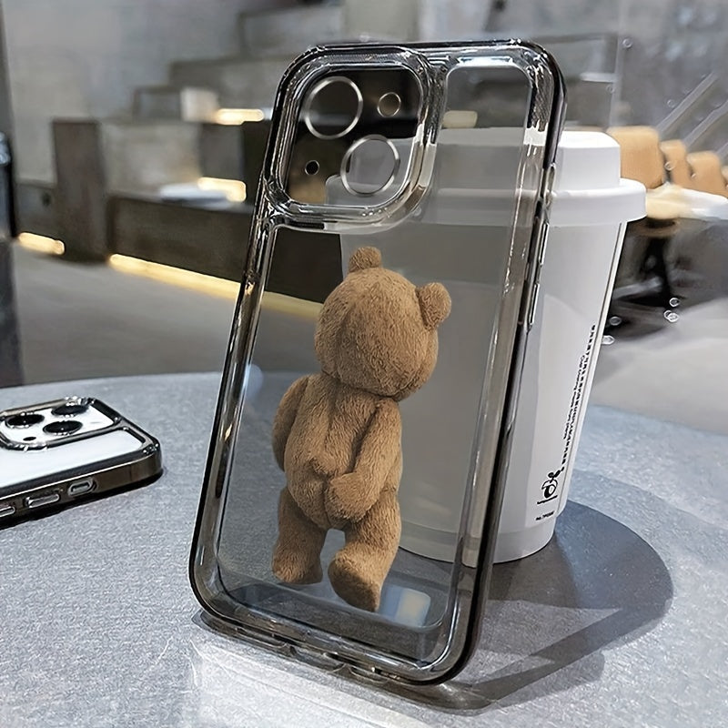 Fundas de teléfono de protección integral de TPU transparente con oso de peluche de dibujos animados, adecuado para Apple Iphone 15/14/13/12/11/Xs/Xr/X/7/8/Mini/Pro/Plus/Pro Max