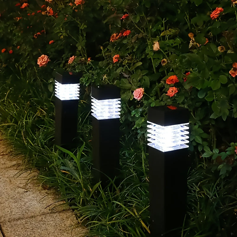 4 luces solares para jardín, exteriores, con pantalla abierta y base para clavar en el césped, para patio o hogar, incluye bombilla