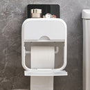 Dispensador de pañuelos montado en pared con estante de almacenamiento, soporte de papel higiénico de baño rectangular de plástico impermeable - Blanco, Decoraciones de Halloween, Navidad