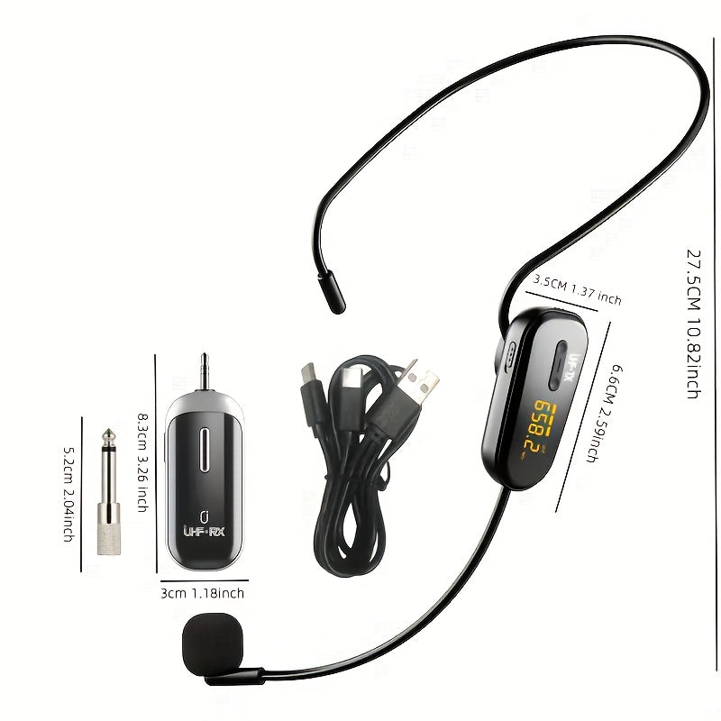 Sistema de micrófono inalámbrico JYX U-200 con pantalla LED, USB-C y conector de 3,5 mm, sonido claro y original de alta calidad, adecuado para fitness, enseñanza, actuaciones, sistemas de sonido y podcasts.