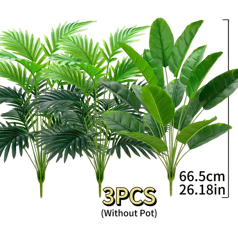 3 Árboles de Planta Simulados Verdes Combinables - Resistente a los Rayos UV, 36 Hojas por Juego para Decoración del Hogar y Oficina, Escenas de Compromiso y Boda, Sin Contenedor