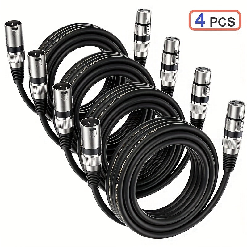 4 piezas de cable para micrófono XLR, 3 pines balanceado XLR, para sistema PA, grabadora de estudio, amplificador, cubierta PVC, producto más vendido temporada de graduación, regalo de cumpleaños, karaoke, equipo de podcast, cable para microfonía de grab