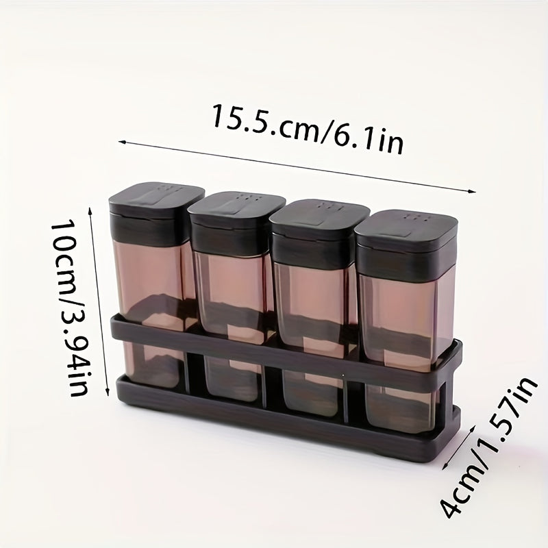 4 Piezas, Frascos Mezcladores De Especias, Juego De Frascos De Especias Transparentes, Caja De Condimentos Con Tapa, Recipiente De Almacenamiento De Condimentos Para Especias, Saleros Y Pimenteros, Juego De Frascos De Especias Transparentes, Utensilios D