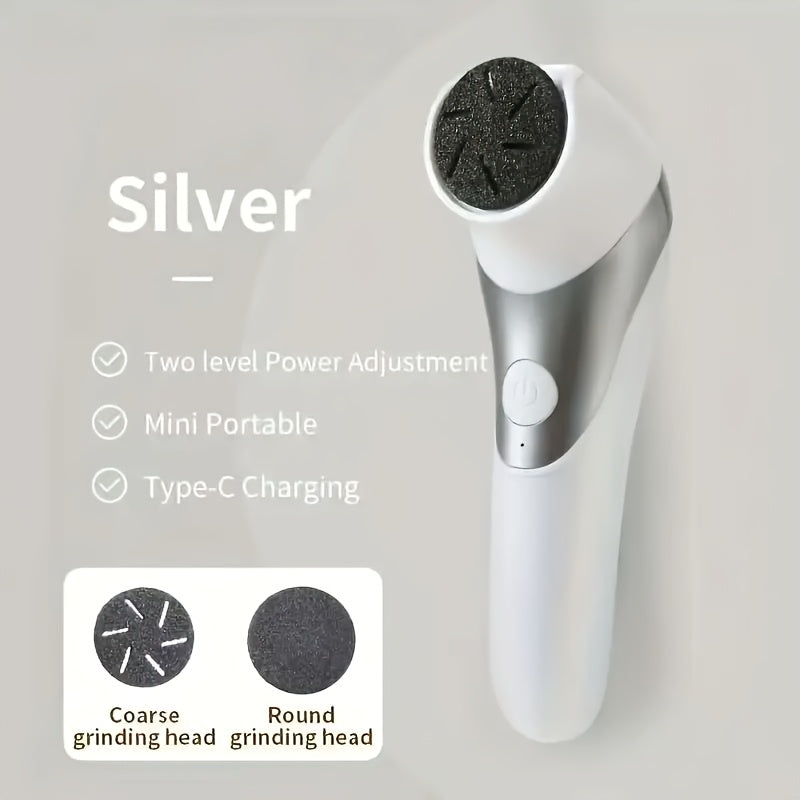 Limpiador de Pies Eléctrico Portátil con Doble Cabezal Recargable USB, Kit Práctico para el Cuidado de los Pies y Regalo Perfecto para Pedicura, Incluye Batería Recargable de 700mAh
