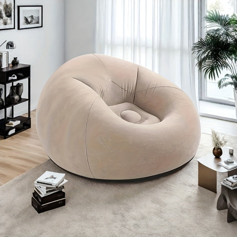 1 juego de sofá de patio, que incluye un gran sofá inflable manual y una silla de escritorio para una persona, fácil de transportar, hecha de material de PVC duradero, adecuada para salas de estar interiores y exteriores.