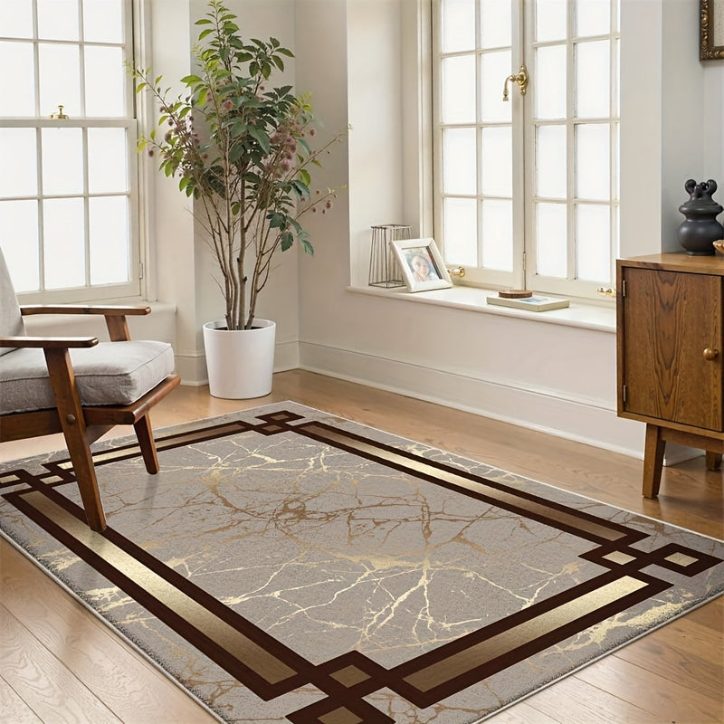 1 alfombrilla de terciopelo a rayas moderna - 850 g/m², poliéster, lavable en máquina, antideslizante, ligera, tejida plana, rectangular para dormitorio, oficina, habitación - Disponibles en varias tamaños, decoración moderna de sala de estar | Alfombril