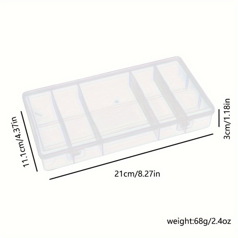 Caja de almacenamiento de pestañas verticales rectangular transparente de 5 cuadrículas con cierre de clic - Sin aroma, no requiere suministro de energía, sin batería - Organizador de herramientas de maquillaje, 1 paquete